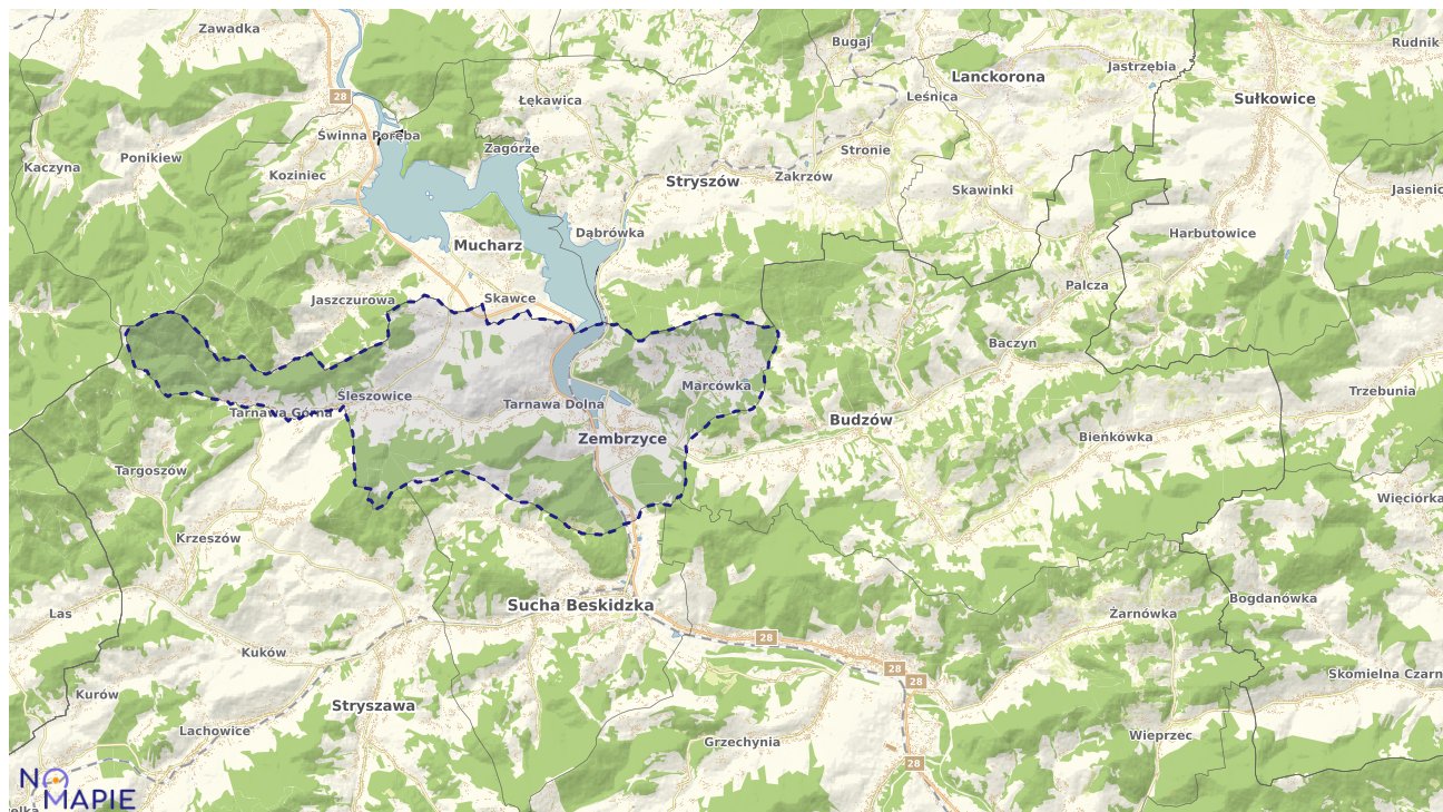 Mapa obszarów ochrony przyrody Zembrzyc